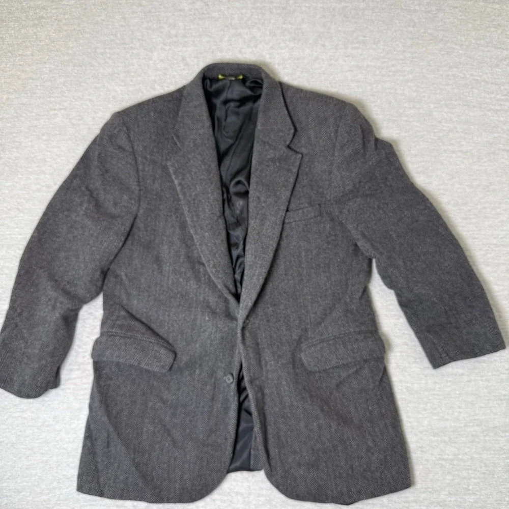 Vintage American Trend Men's Blazer Sport Coat 44R Gray Tweed Lambswool USA Made